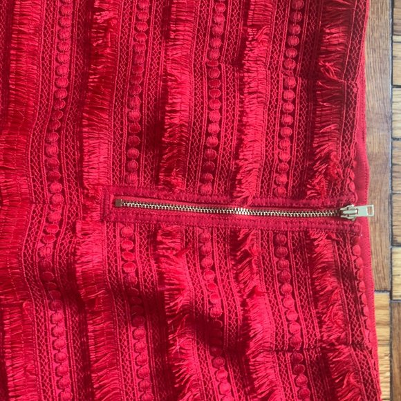 J Crew Red Tassel Skirt, Like New - Picture 4 of 4